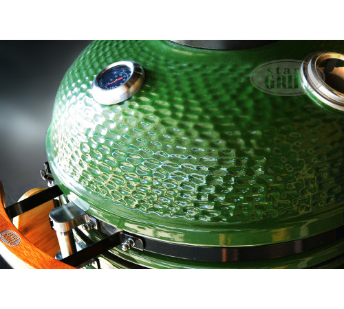 Керамический гриль-барбекю с окошком 22 дюйма (зеленый) (57см) с чехлом