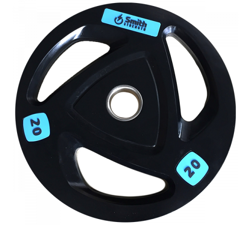 Диск для штанги Smith WP085-20 c 3-м хватом, обрезиненный, 20кг