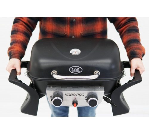 Комплект: Портативный газовый гриль 2 горелки и Подставка складная для газового гриля HOBO PRO